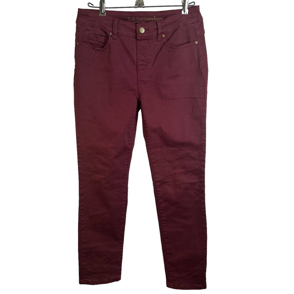Soft Surroundings Womens Pull-on Red Ankle Jeans‎ size PXS